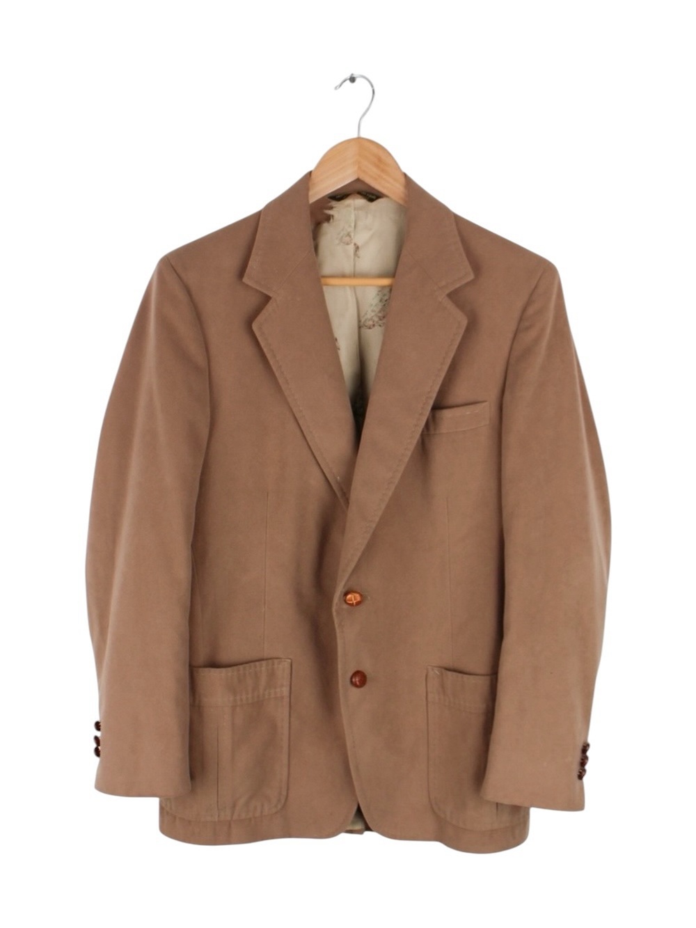 Vintage John Weitz Palm Beach Suede‎ Blazer Jacket Tan Brown Lined USA Made 40R